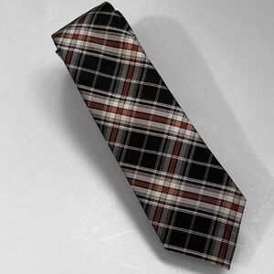 Ben Sherman SILK PLAID TIE Classic Black and Brown Plaid Tie